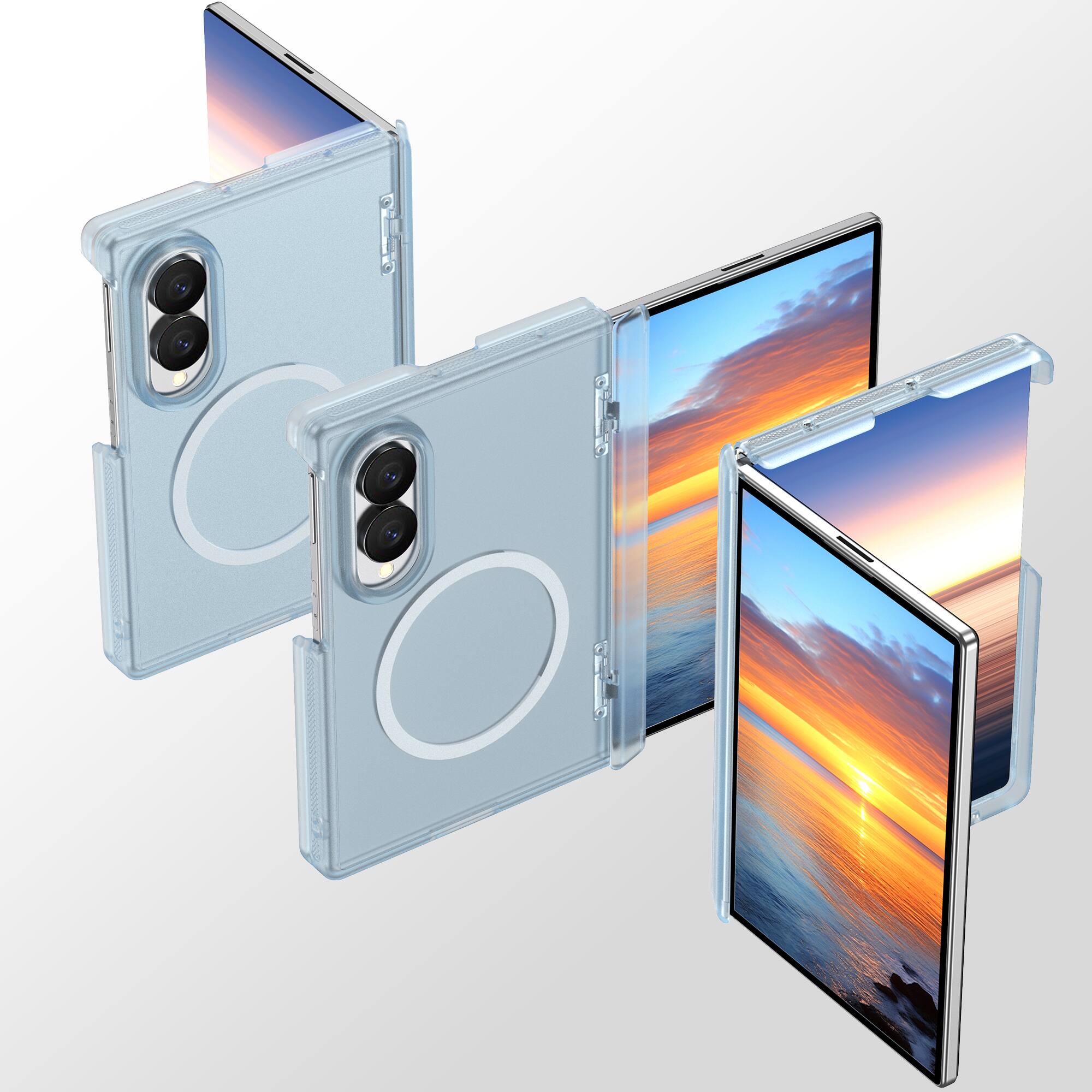Angle. Dteck - Magnetic Matte Case for Samsung Galaxy Z Fold8 with Hinge Protection,Slim Hard PC Back Cover,No Front Frame Shell - Matteblue.