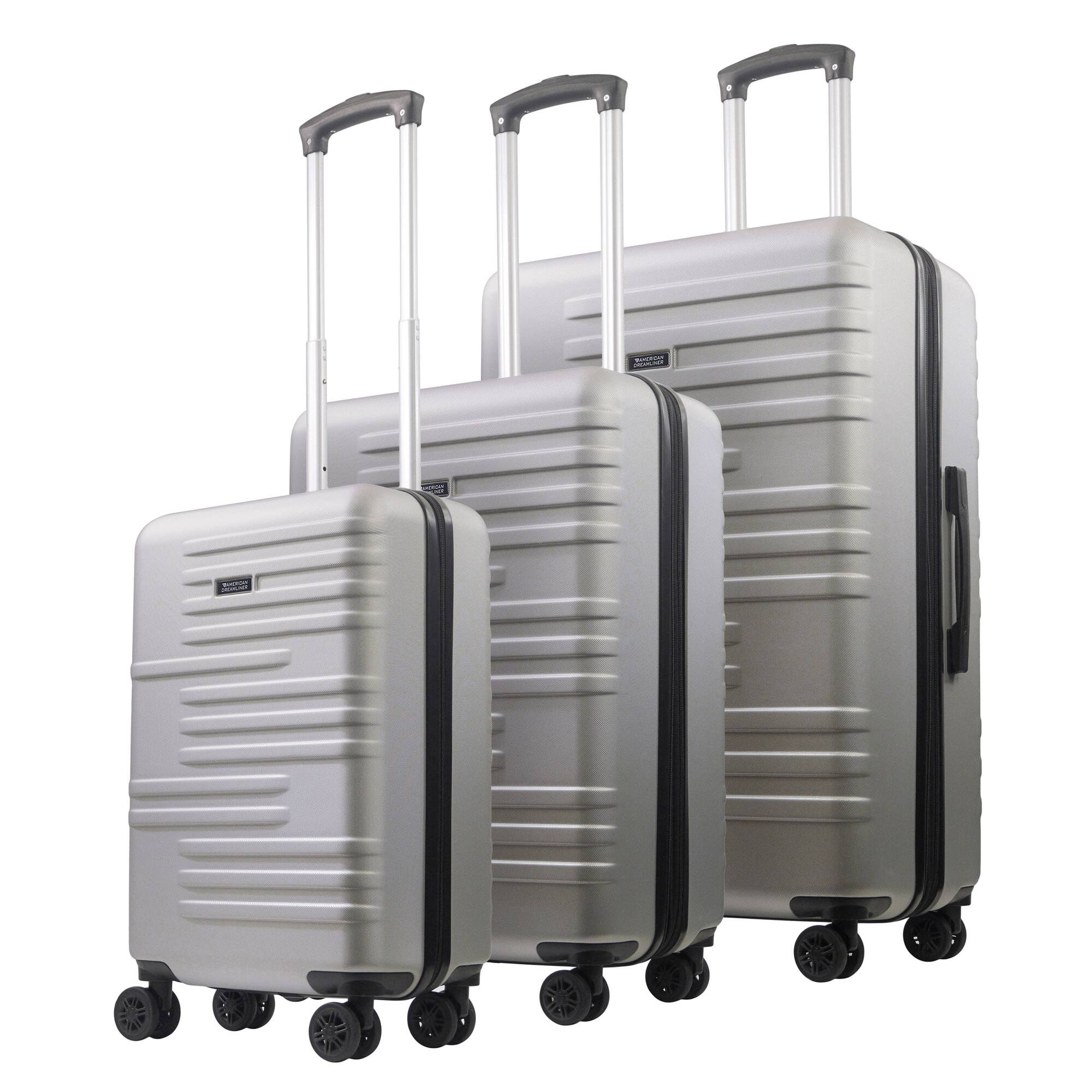 Angle. American Dreamliner - 3-Piece Hardside Luggage Set – 22.5", 26.5", 30" - SILVER GREY.