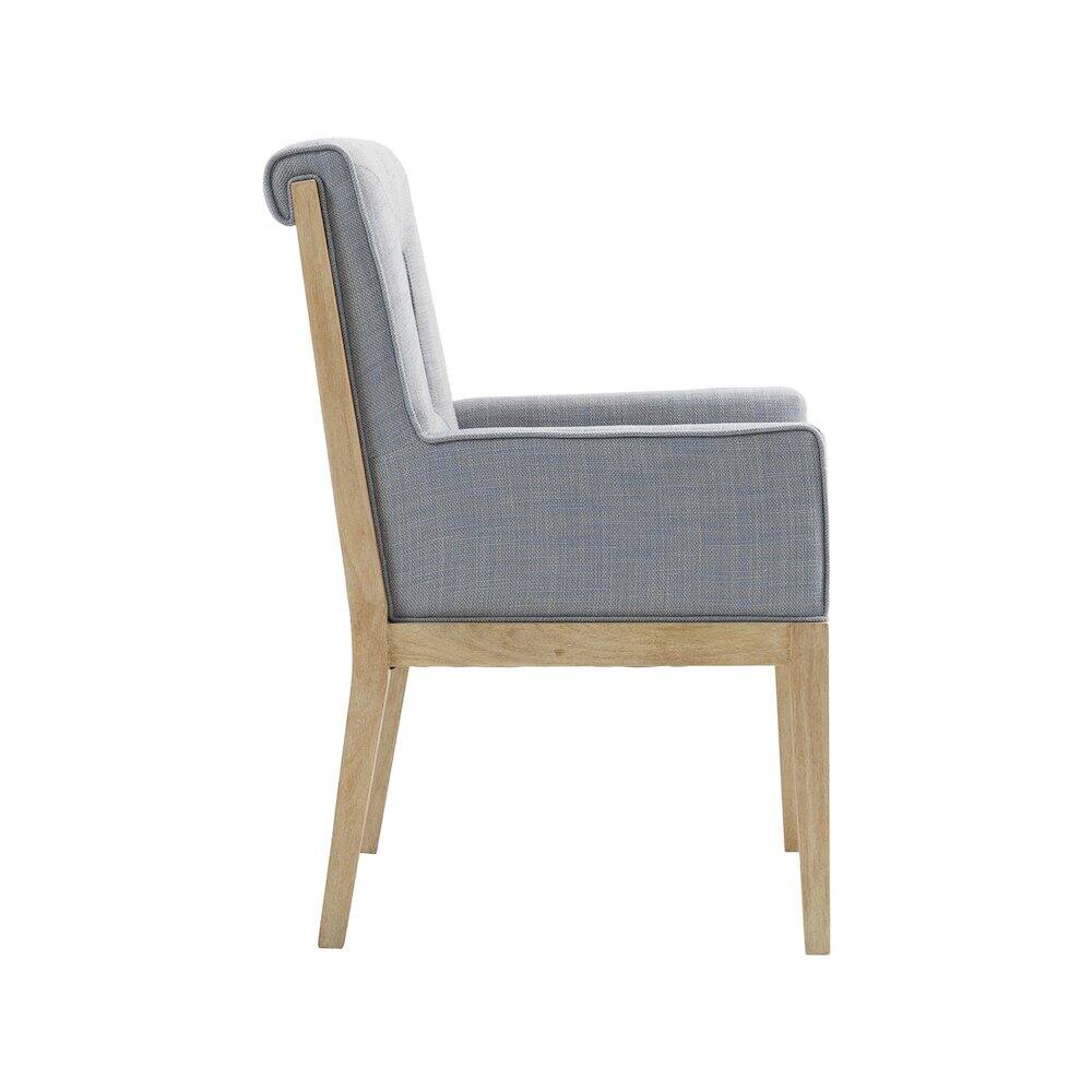Alt View 3. Meridian Furniture - Gwendolyn Light Blue Linen Textured Fabric Dining Arm Chair - Blue.