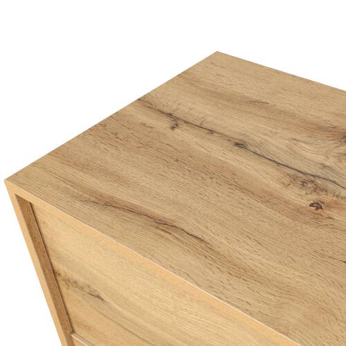 Alt View 2. LUCKY ONE - Freestanding Large Storage Cabinet with Carved Flower Door Metal Handle for Living Room Kitchen Entryway - Natural Wood.