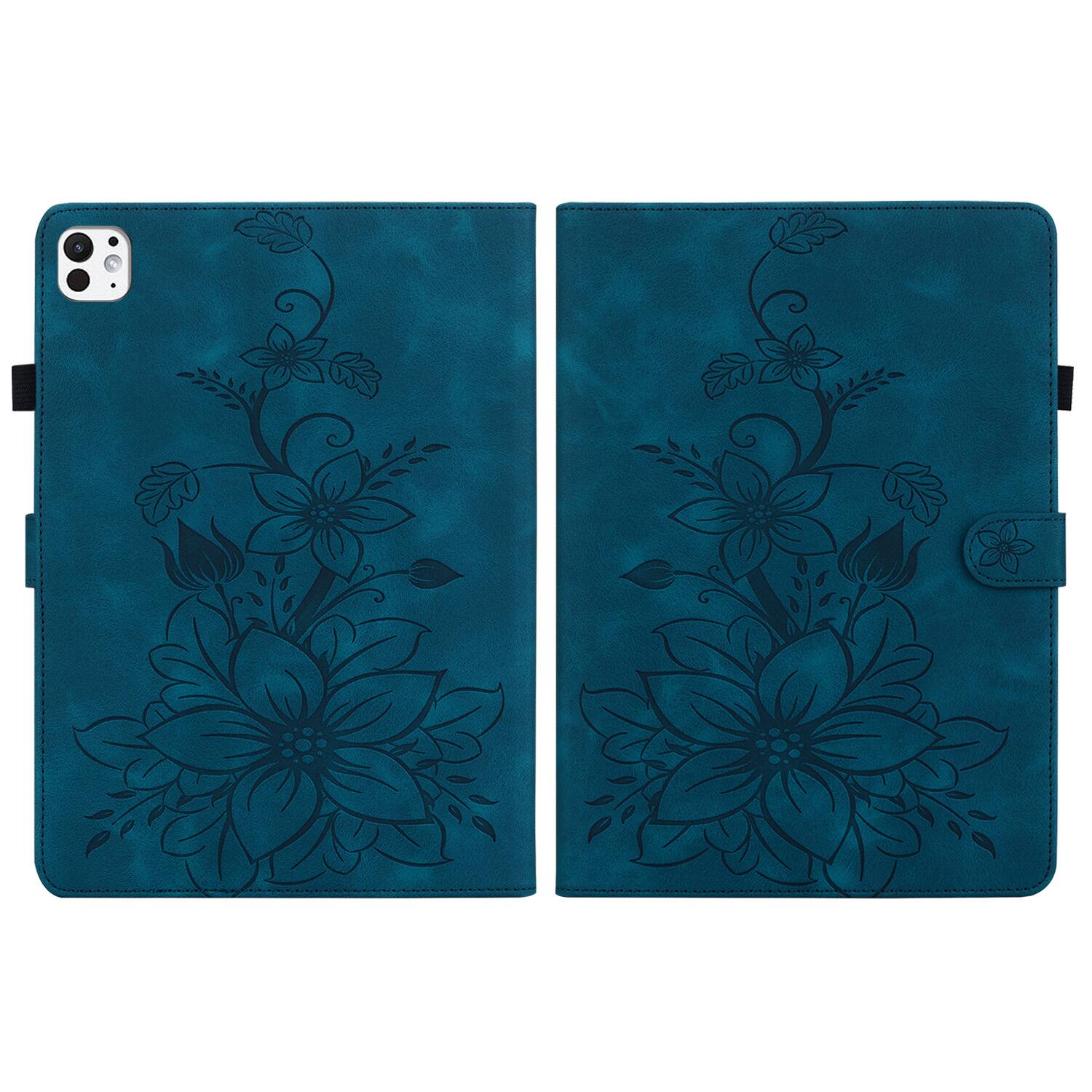 Alt View 1. Dteck - Foilo Case for Apple iPad Pro (M5) 11" 2025 & (M4) 2024,Embossed Pattern PU Leather Flip Card Holder Kickstand Cover - Darkblue.