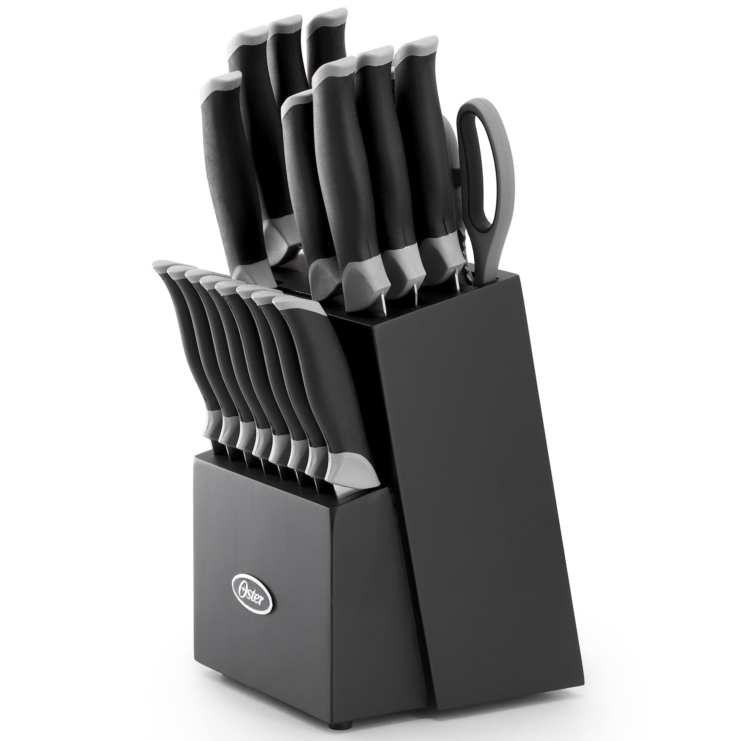 Alt View 1. Oster - Oster Lindbergh 22 Piece Stainless Steel Cutlery Set with Storage Block in Black - Black.