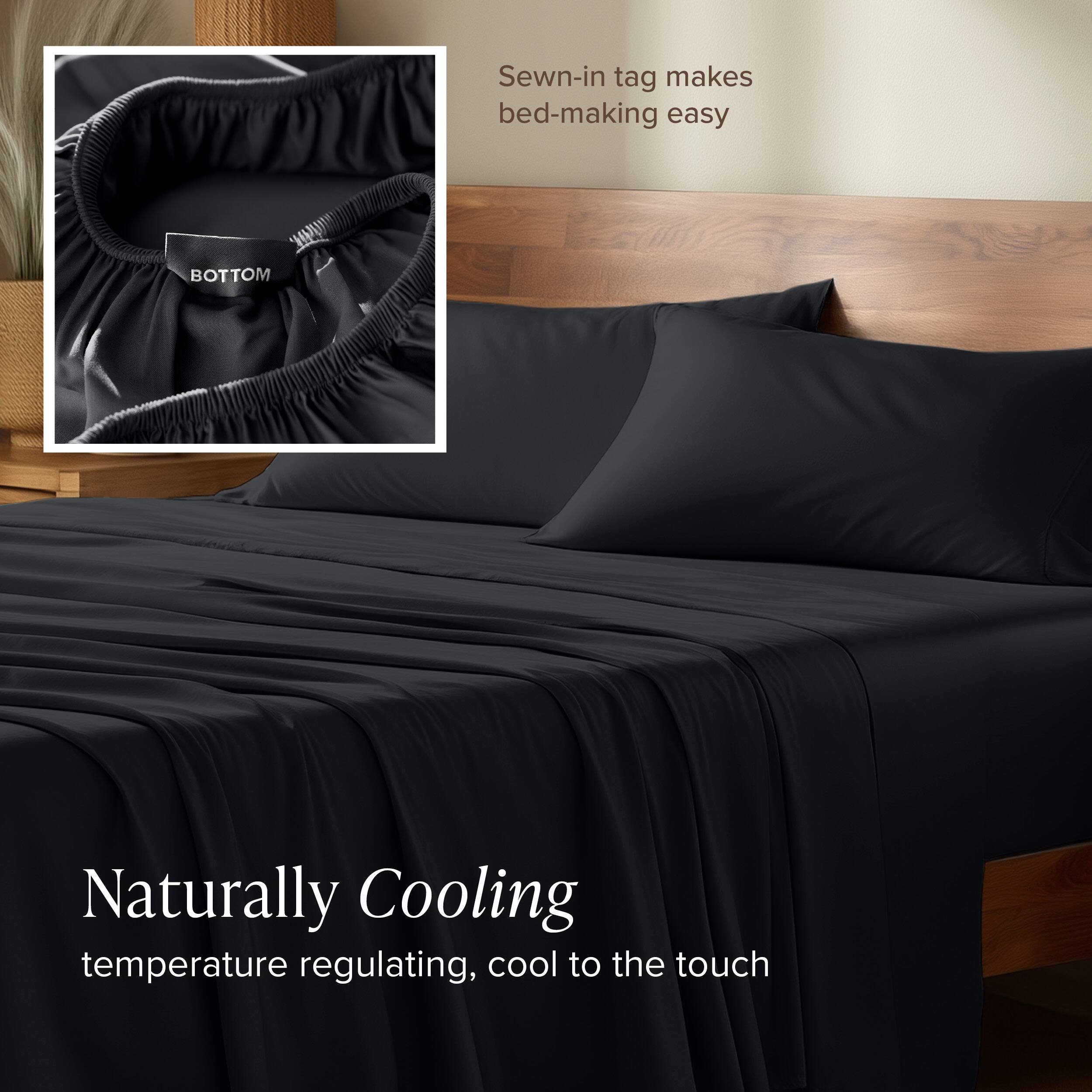 Sewn-in tag makes bed-making easy

Naturally Cooling
temperature regulating, cool to the touch