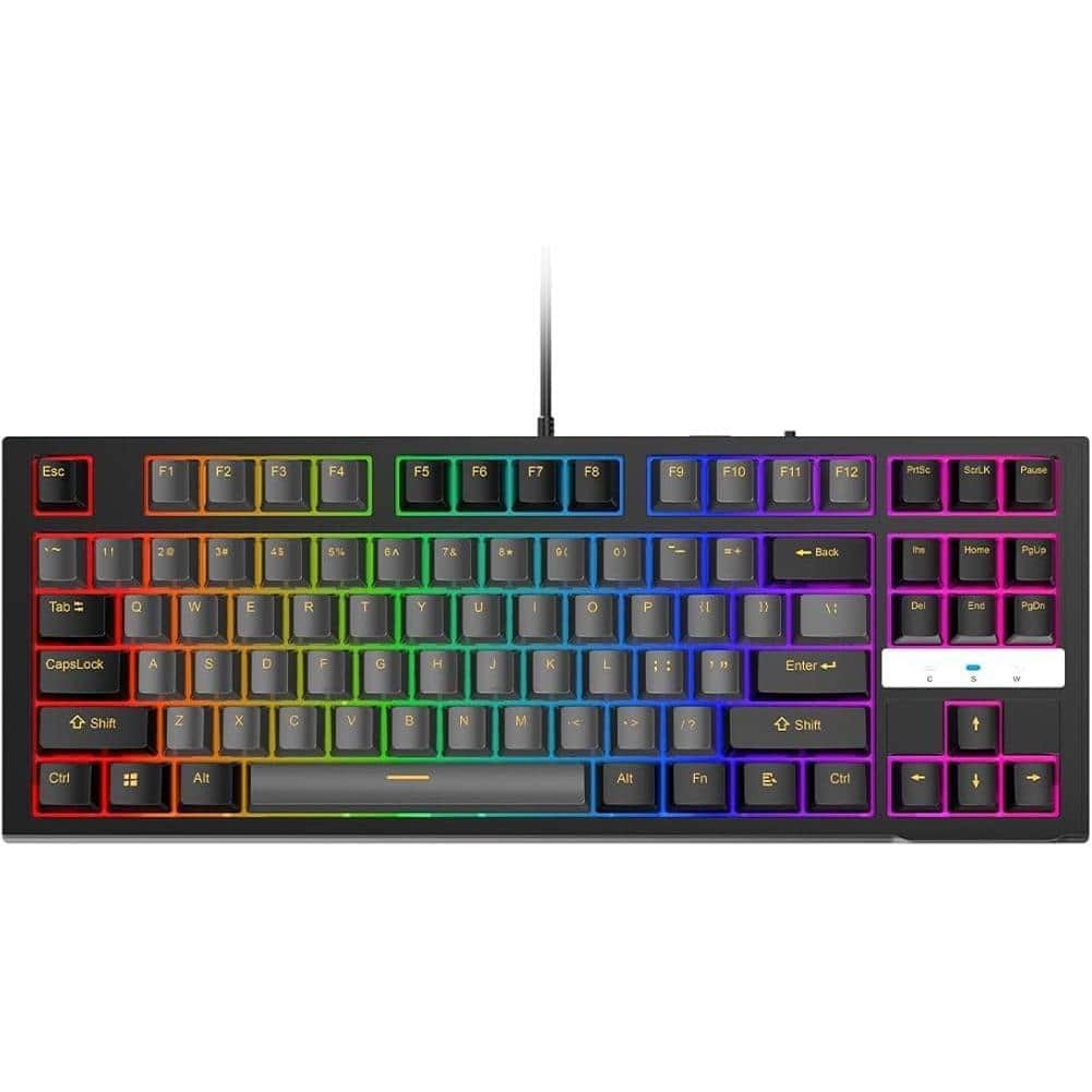 Stamp n Camp - Cr87 Hot-swappable Rgb Mechanical Gaming - 87 Key Compact Linear Red Switches Anti-ghosting Plug & Play For Pc/mac - Mechanical 87 Keys