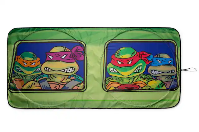Front. Surreal Entertainment - Teenage Mutant Ninja Turtles Sunshade for Car Windshield | 64 x 32 Inches - Green.