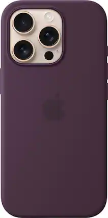 Front. Apple - iPhone 16 Pro Silicone Case with MagSafe - Plum.