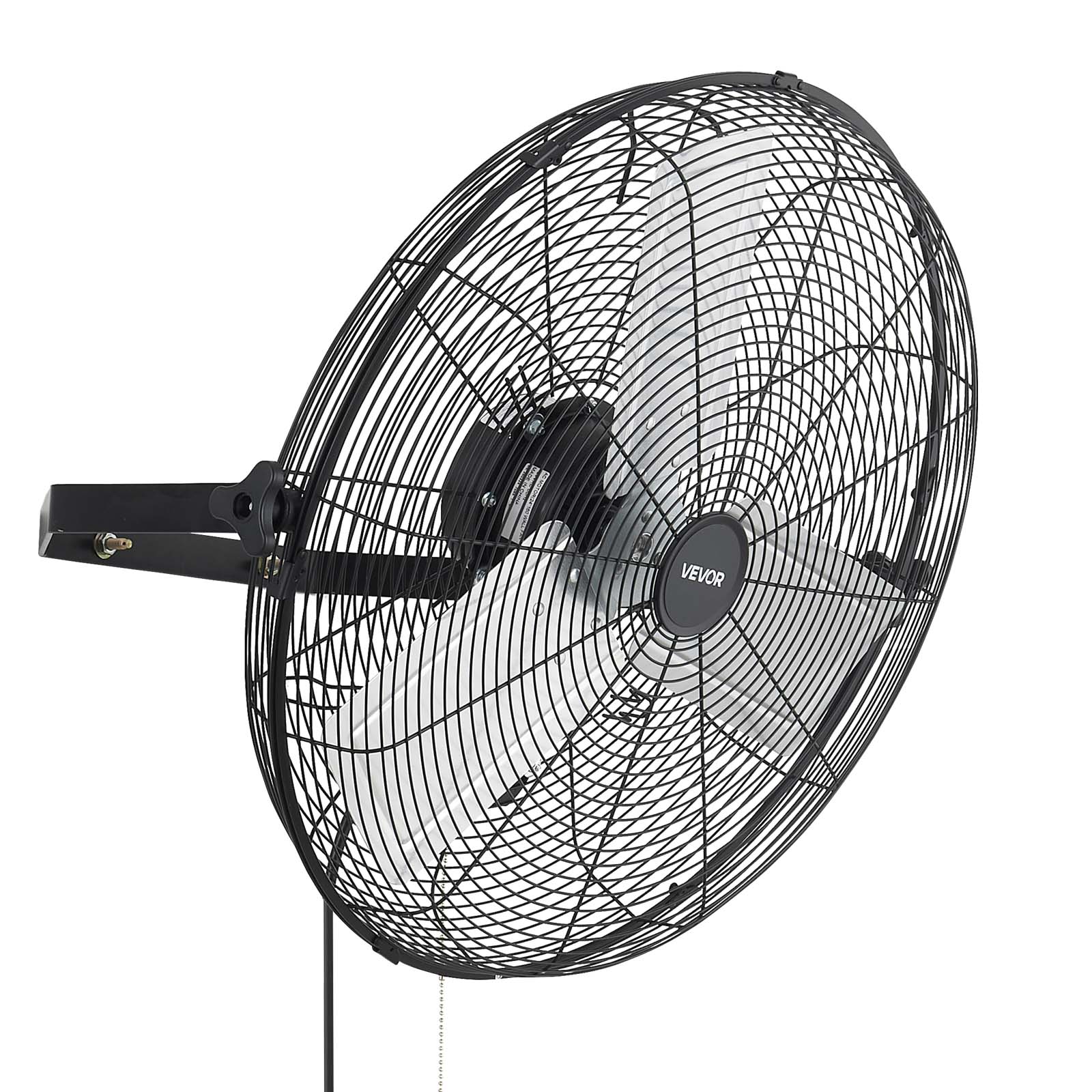 Alt View 5. VEVOR - Wall Mount Fan, 24 in Wall Mounted Hanging Fan, 3-Speed, Long Airflow Distance, Adjustable Rotation Angle - Black.