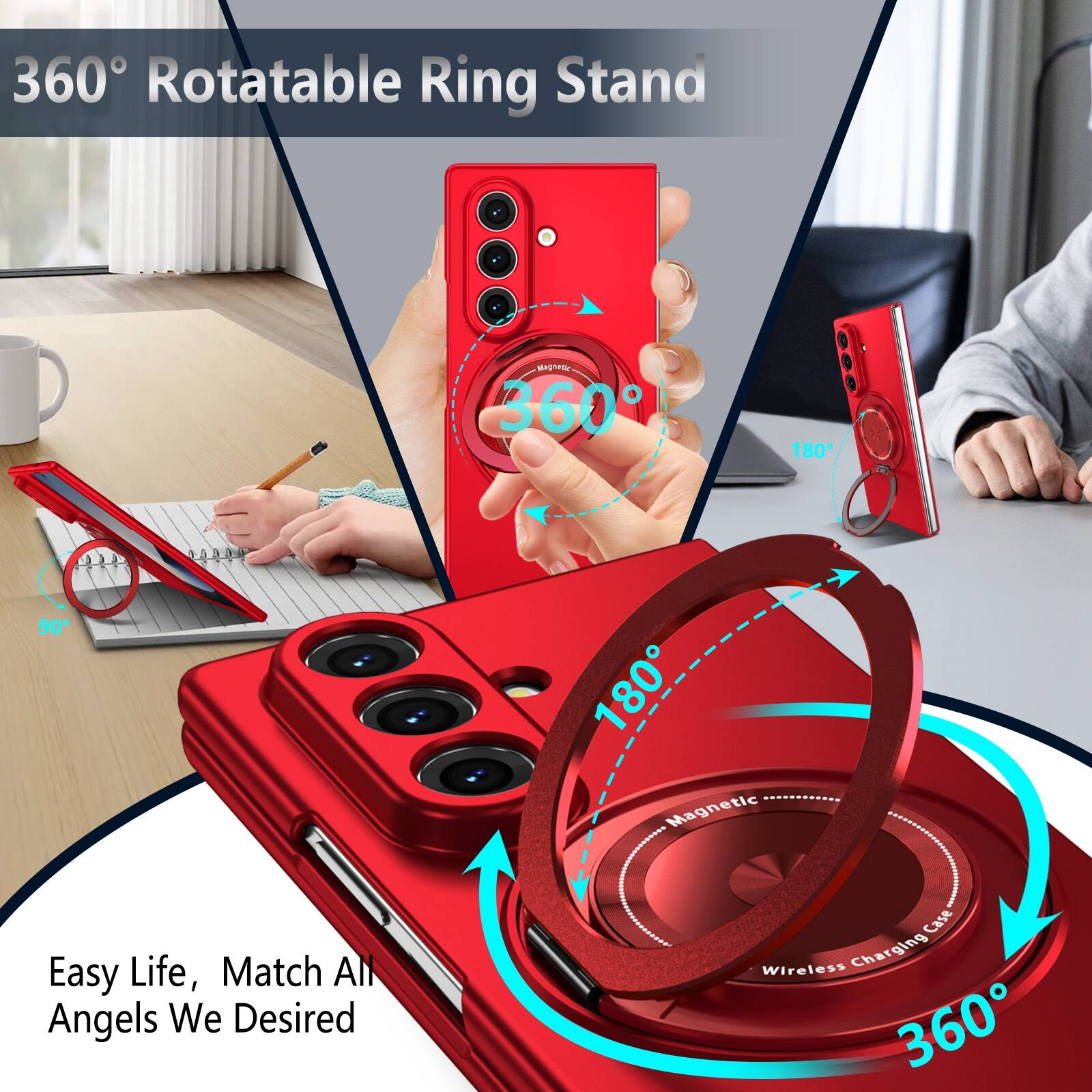360° Rotatable Ring Stand Magitte 360° 180° - 300° 90° 180° Magnetic Easy Life, Match All Angels We Desired Case Wireless Charging 360°