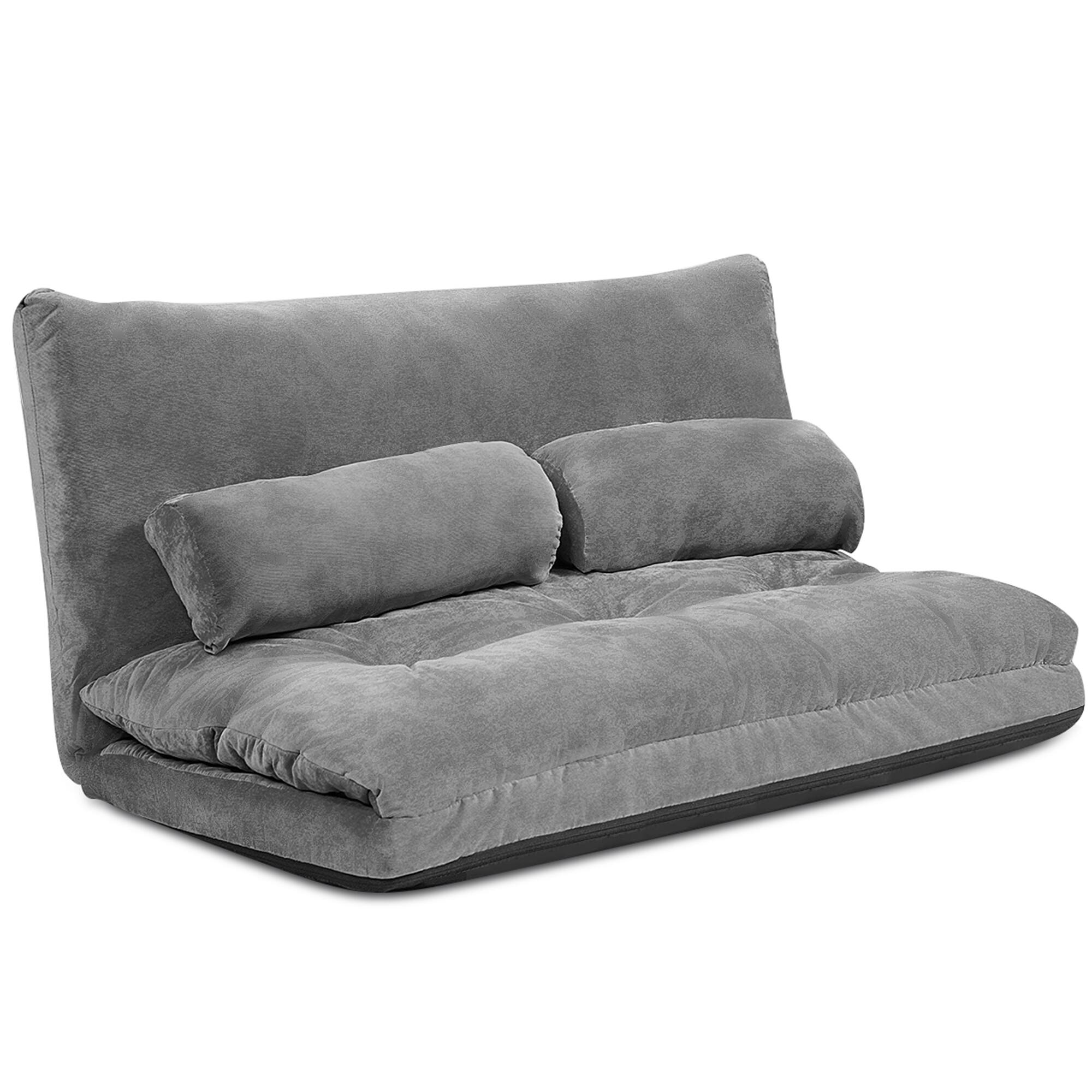Alt View 9. Costway - Costway Floor Sofa Bed 6-Position Adjustable Sleeper Lounge Couch with 2 Pillows - Grey.