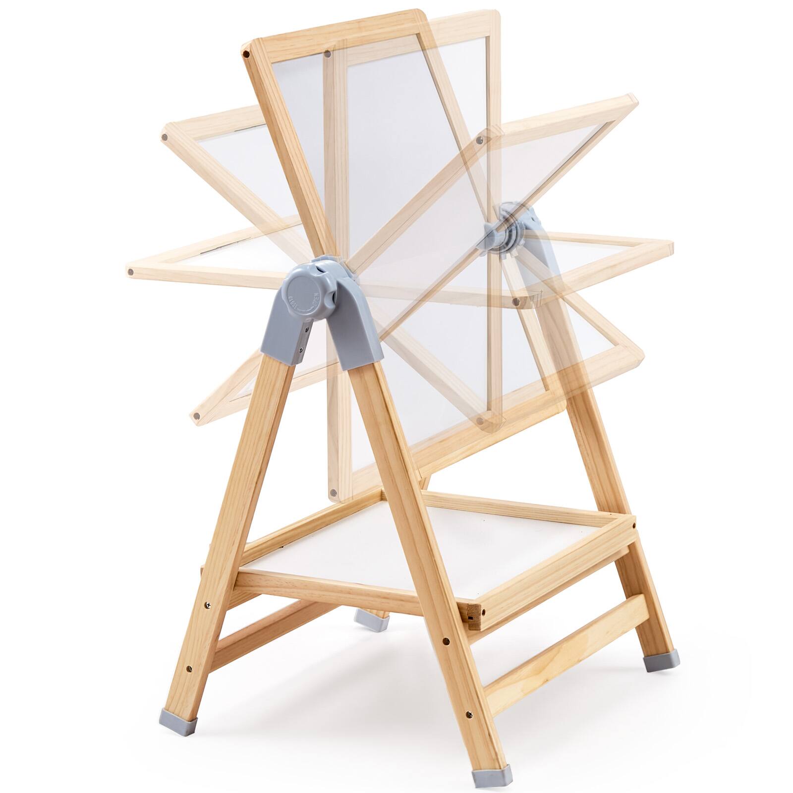 Alt View 5. VEVOR - Art Easel for Kids, 2-in-1 Wooden Double-Sided Kid's Art Easel with Magnetic Whiteboard & Chalkboard - Natural Wood Color.