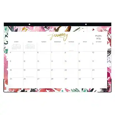Front. Blue Sky - 2026 Blue Sky Kelly Ventura Magenta Blooms 17" x 11" Monthly Desk Calendar (149057-26) - Multicolor.