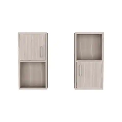 Front. TuHome - Oba 2-Pc Wall-Mounted Bathroom Medicine Cabinet With Open And Closed Storage - White Oak.