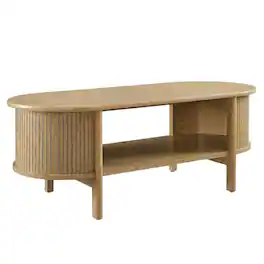 FurniFact - Rectangular Coffee Table with Wooden Base and Modern Design - Brown
