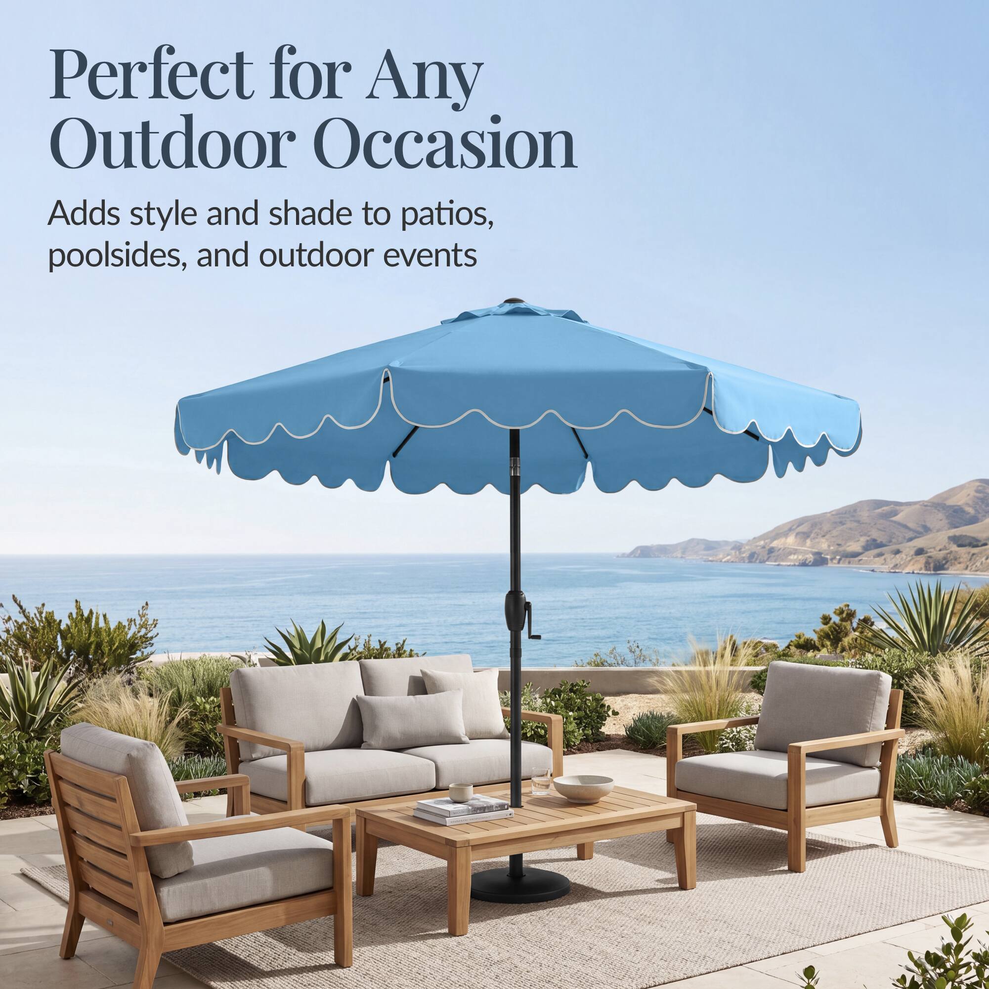 Perfect for Any Outdoor Occasion  
Adds style and shade to patios, poolside, and outdoor events