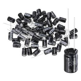 Unique Bargains - 330uF 25V 8x12mm Electrolytic Capacitor, 105C High Temp Radial Leads, for TVs/LCDs/VCD, 60pcs - Black