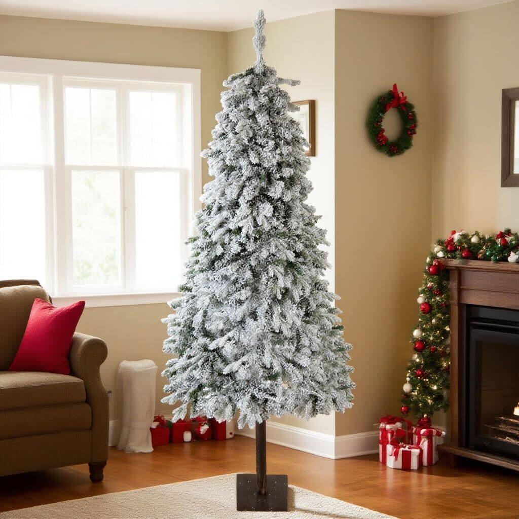Alt View 1. Acekool - 6 ft Snow Flocked Xmas Artificial Christmas Tree for Christmas Decor, White - White.