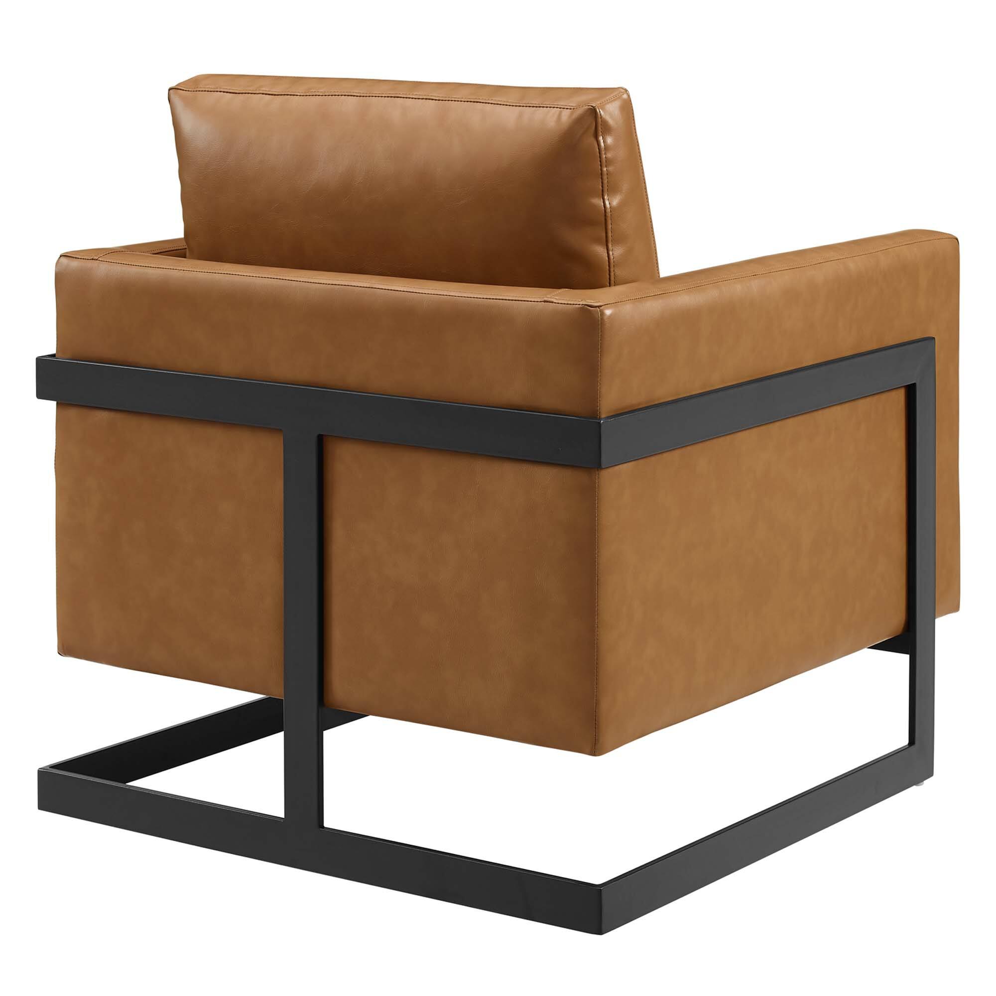 Alt View 2. Modway - Posse Vegan Leather Accent Chair by Modway - Black Tan.