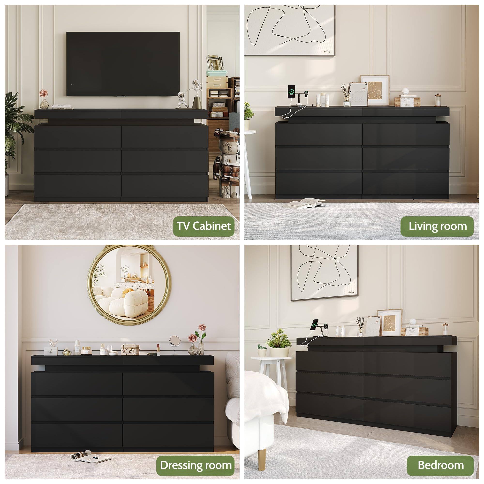 TV Cabinet  
Living room  
Dressing room  
Bedroom