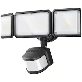 Lepower-tec - 240° Motion Sensor Floodlight 7000LM, Dual PIR Outdoor Security Light, Adjustable Garage Lighting IP65 Waterproof - Black