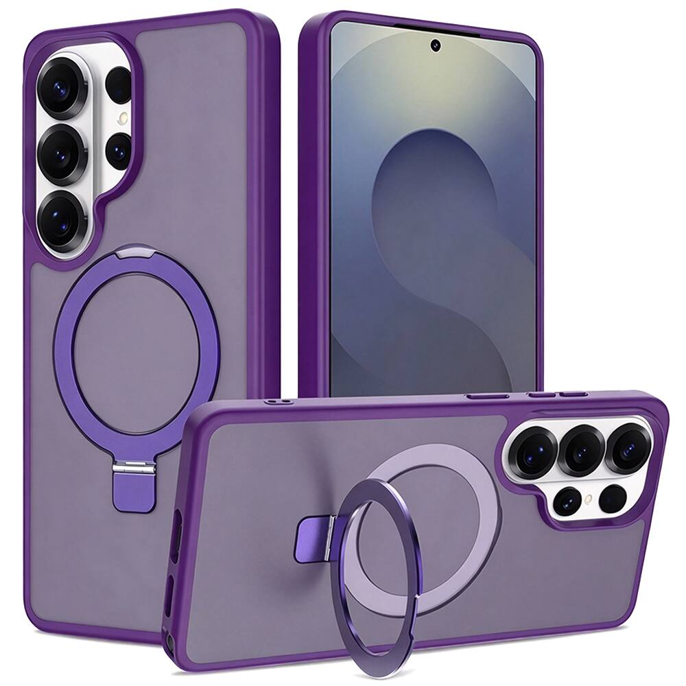 Front. Equipd - Case for Galaxy S26 Ultra (6.9") MagSafe Compatible Great Grip Feeling Shockproof Protective Cover w/Magnetic Ring Stand - Purple.