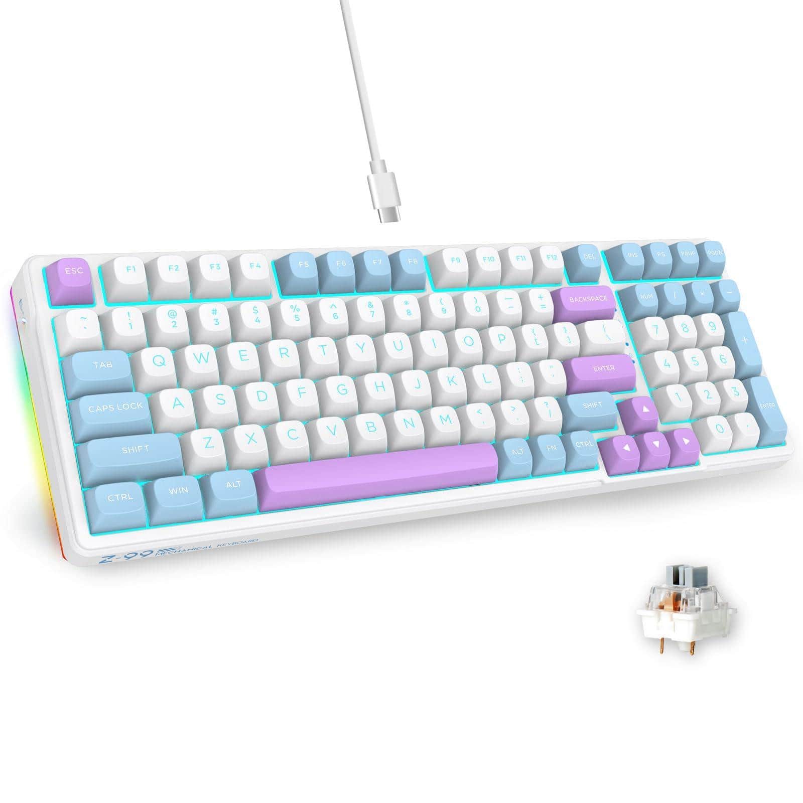 Comfort Essence - Wired Mechanical Gaming Round Pbt Keycaps Custom Linear Creamy Sound Gasket Structure With Dampening Foam - Default