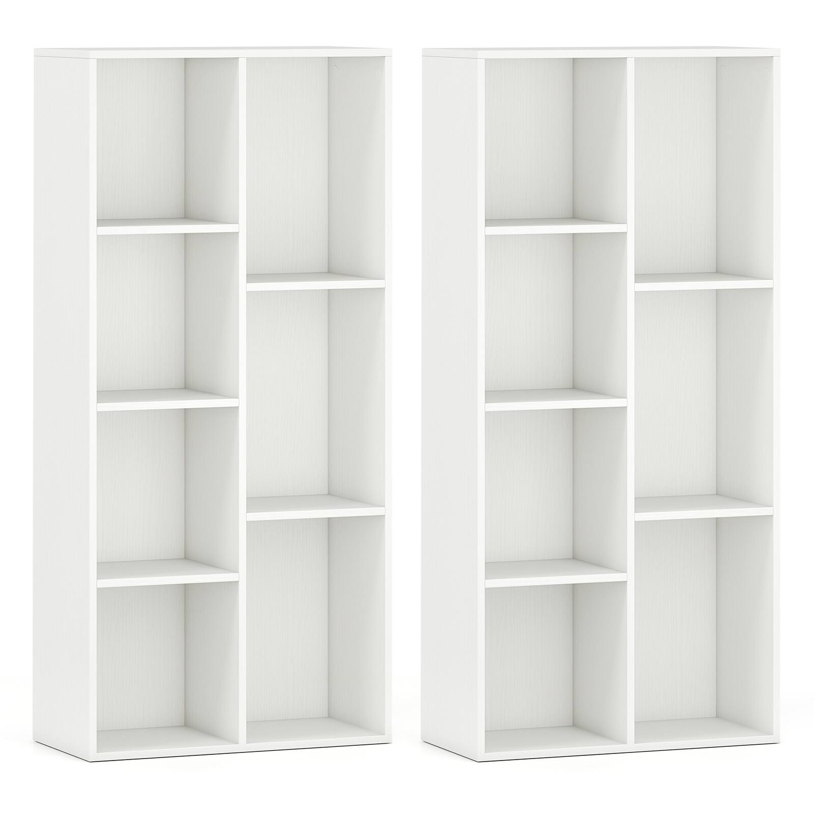 Alt View 9. Gymax - Gymax 2PCS 7-Cube Bookcase w/7 Compartments 2 Anti-tipping Kits for Living Room - White.