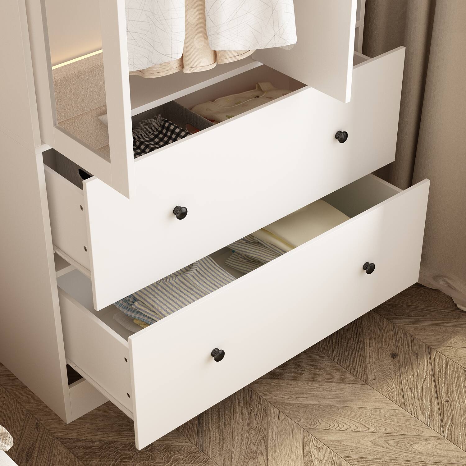 Alt View 8. FUFU & GAGA - FUFU&GAGA  Freestanding Wardrobe with Mirror & Multi - Storage Armoires - White.