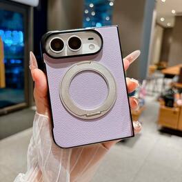 Dteck - for Apple iPhone Duo Magnetic Lychee Texture Case,Shock-absorbent Rugged Protective Cover with 360 Rotating Kickstand - Purple