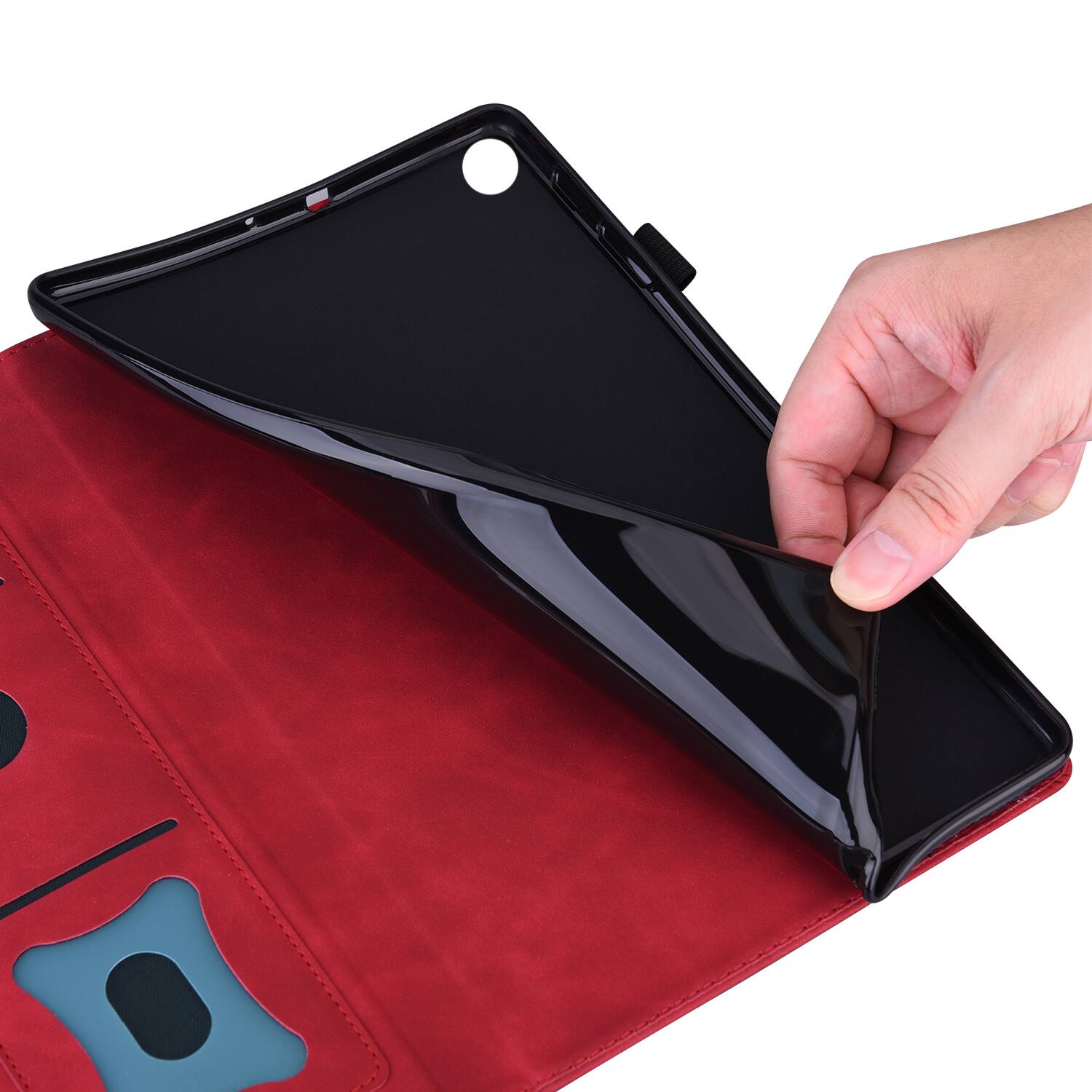 Back. Dteck - for iPad Air 13 Inch Case M4 2026 / M3 2025 / M2 2024, Matte PU Leather Folio Stand Cover with Credit Card Slots - Red.