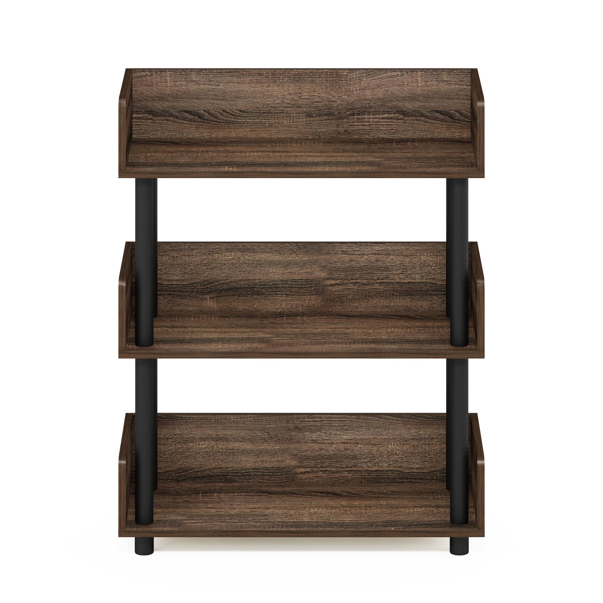 Alt View 2. Furinno - Turn-N-Tube 3-Tier Freestanding Multipurposes Display Rack, Bookshelf, Walnut - Walnut.