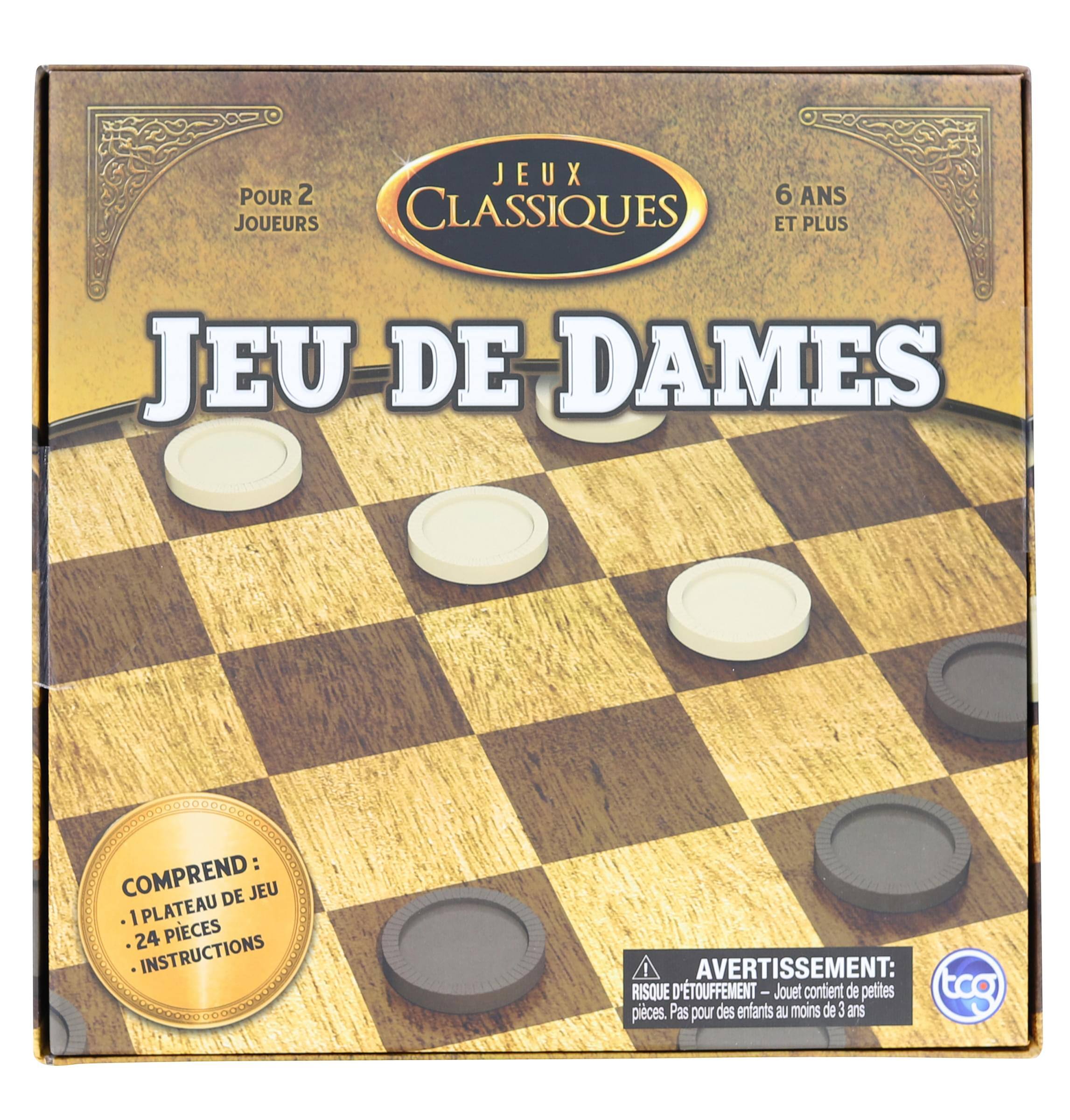JEUX POUR 2 J0UEURS CLASSIQUES ET PLUS  
JEU DE DAMES  
COMPREND:  
- 1 PLATEAU DE JEU  
- 24 PIECES  
- INSTRUCTIONS  

AVERTISSEMENT:  
RISQUE D'ÉTOUFFEMENT - J0Uet contient de petites pièces. Pas pour des enfants au moins de 3 ans