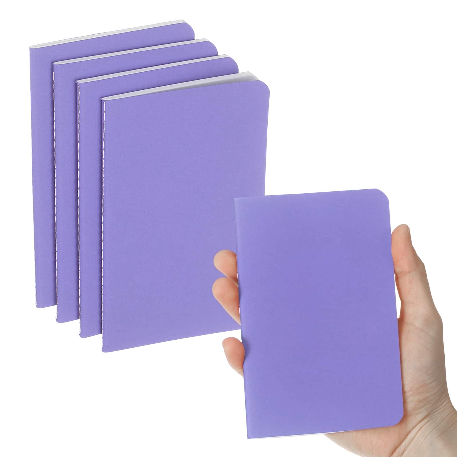 Unique Bargains - 4pcs A6 Notebook, Mini Pocket Kraft Memo Notepads Lined Sketchbook 3.5x5.5 Inch 30 Sheets for Office Travel - Purple