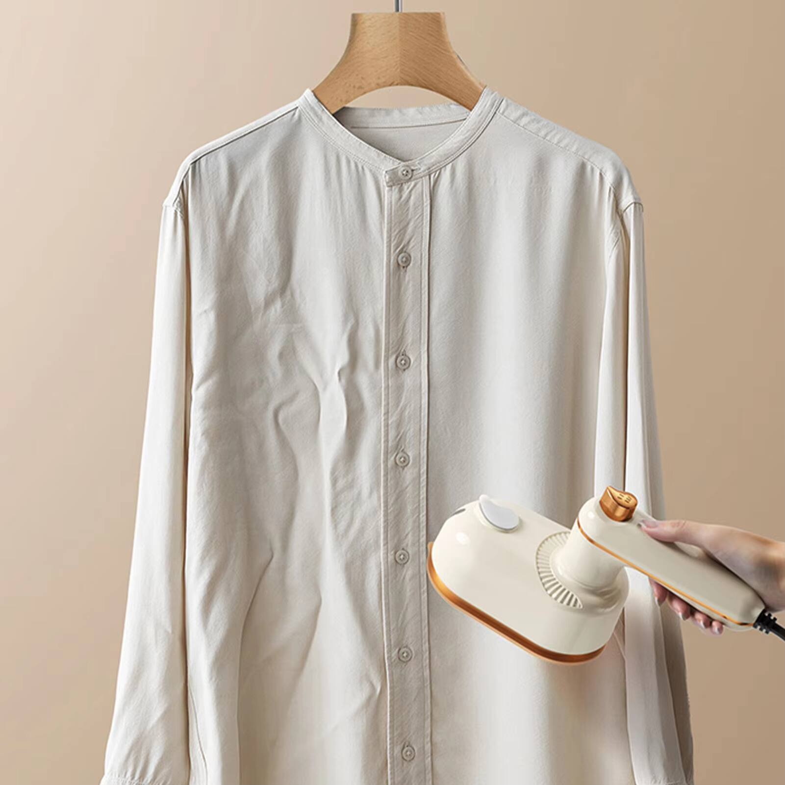 Back. Luckbyte - 1000W Fast Heating Mini Portable Garment Steamer for Travel Home and Office Anti Scald Base - White.