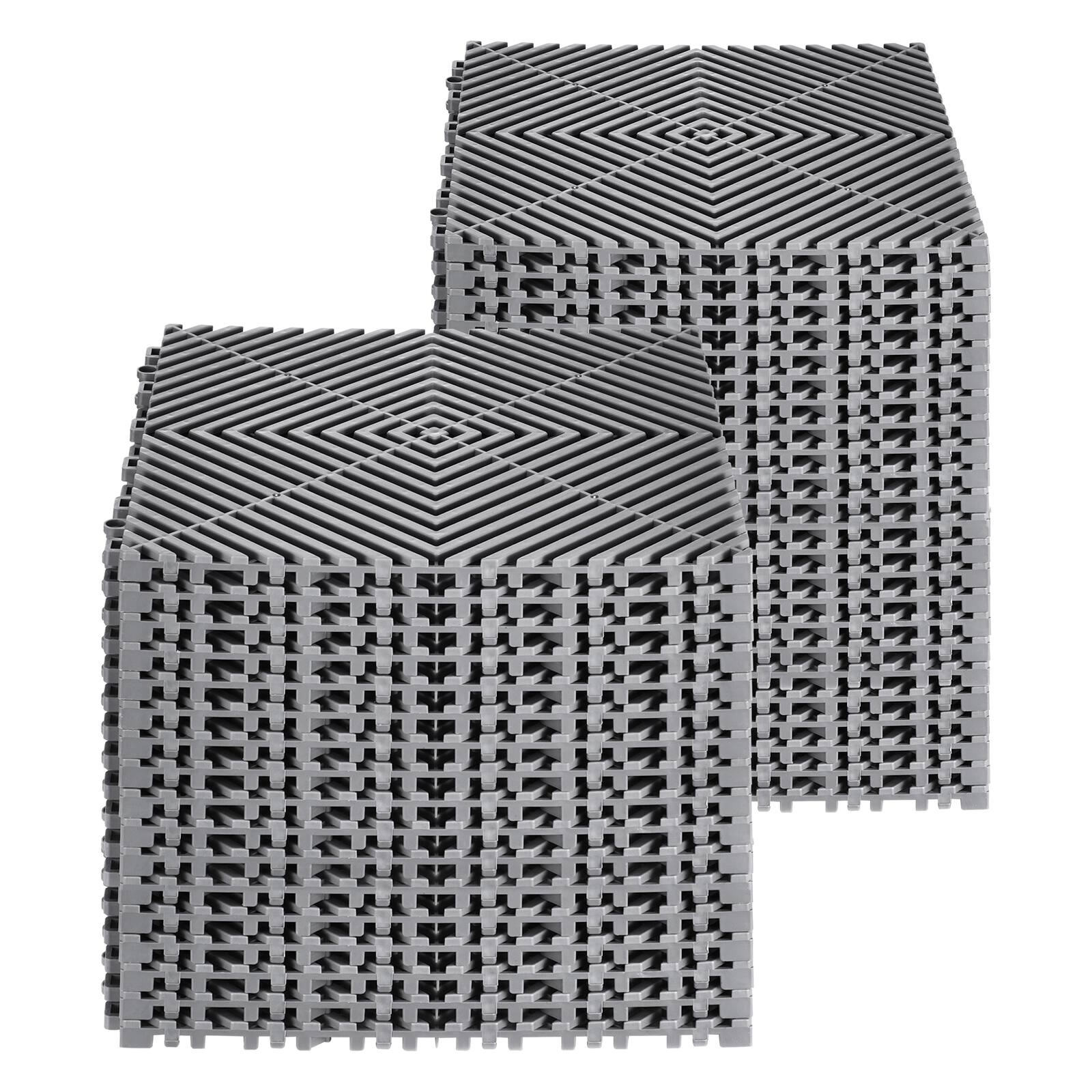 Alt View 5. VEVOR - Interlocking Drainage Mat, 12” x 12” Modular Interlocking Cushion, 40 Pcs Splicing Drainage Mats, Non-Slip Shower Mat - Grey.