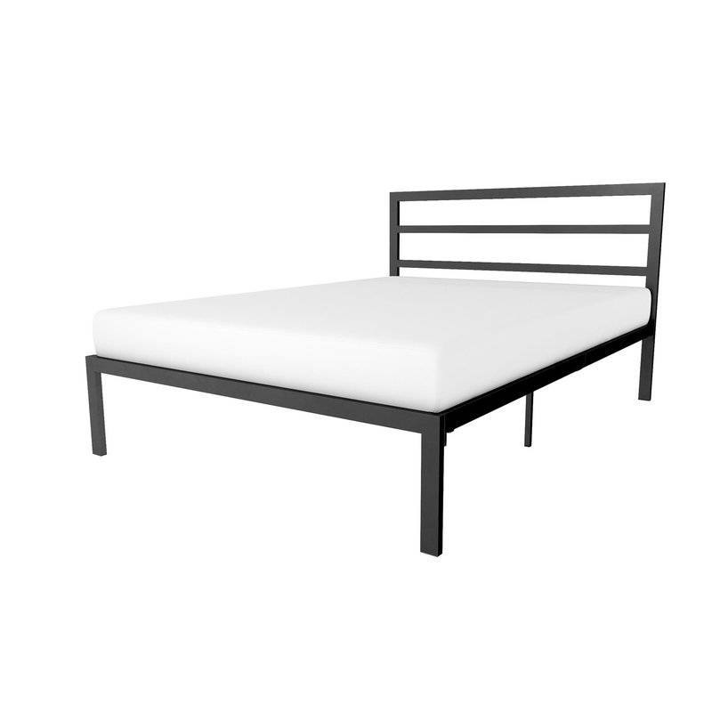 Back. Hivvago - Hivvago Queen Metal Platform Bed Frame with Headboard Included - Black.
