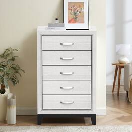Parrot Uncle - Elegant Two-Tone Chest with Modern Wooden Accents and Ample Storage Space, Ideal for Any Home Decor - White