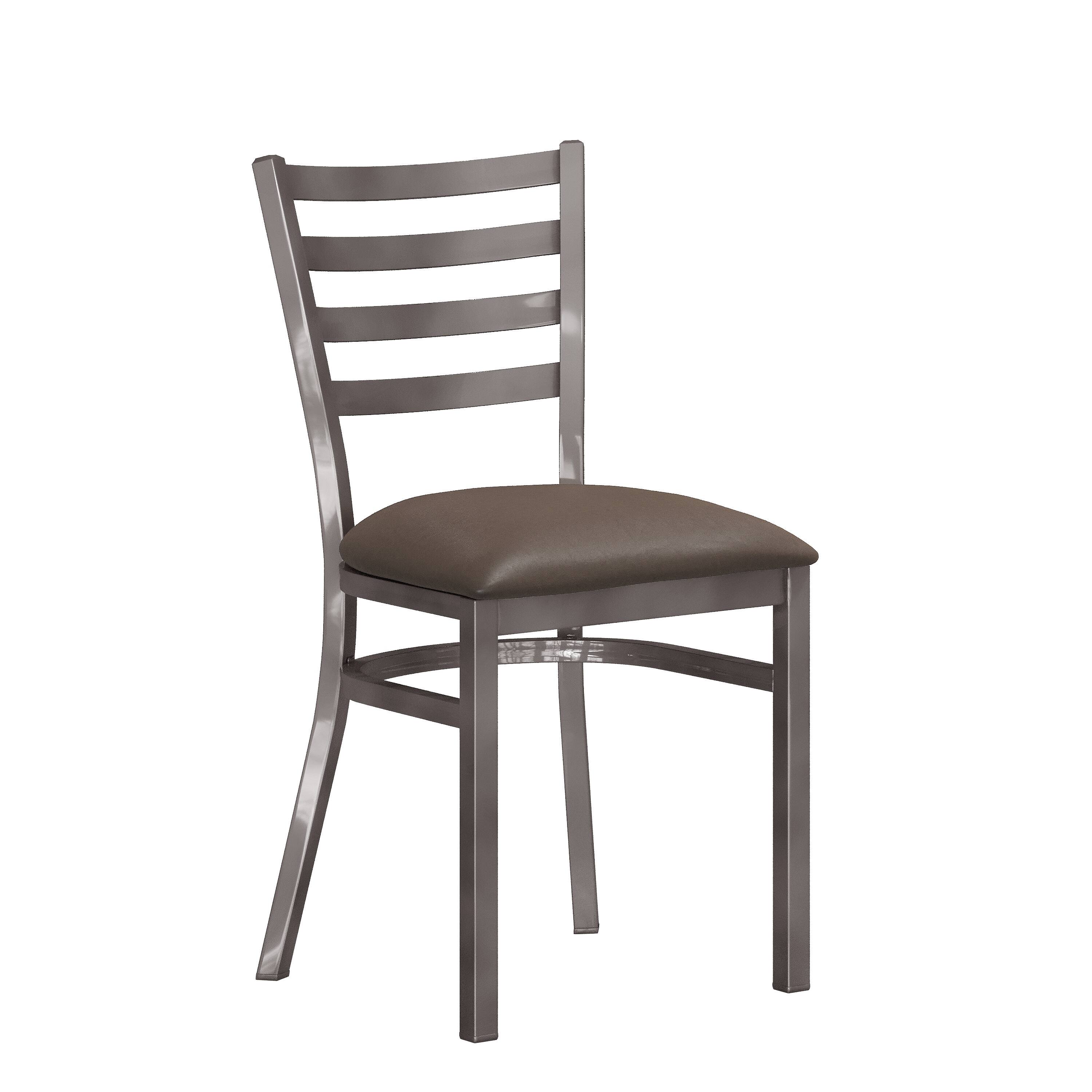 Front. Emma + Oliver - Clear Coated Ladder Back Metal Restaurant Dining Chair - Mocha Vinyl Seat/Silver Antique Metal Frame.