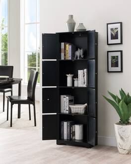 Kings Brand Furniture - Lyons 4-Tier 68" Kitchen Pantry Storage Cabinet with 8 Doors - Black