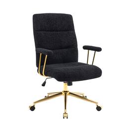 Forest'nSky - Gold Boucle Fabric Office Chair, Height Adjustable Ergonomic Desk Chair with Armrests - Black