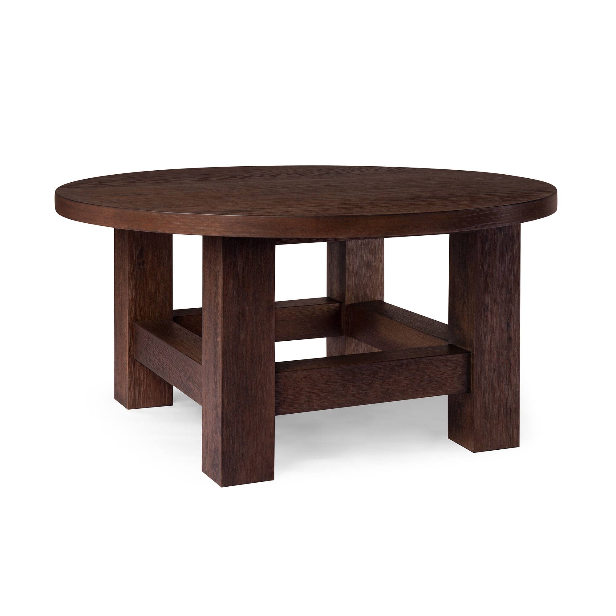 Alt View 10. Maven Lane - Maven Lane Marco Round Wooden Coffee Table Rustic Accent Furniture, Aged Brown - Aged Brown.