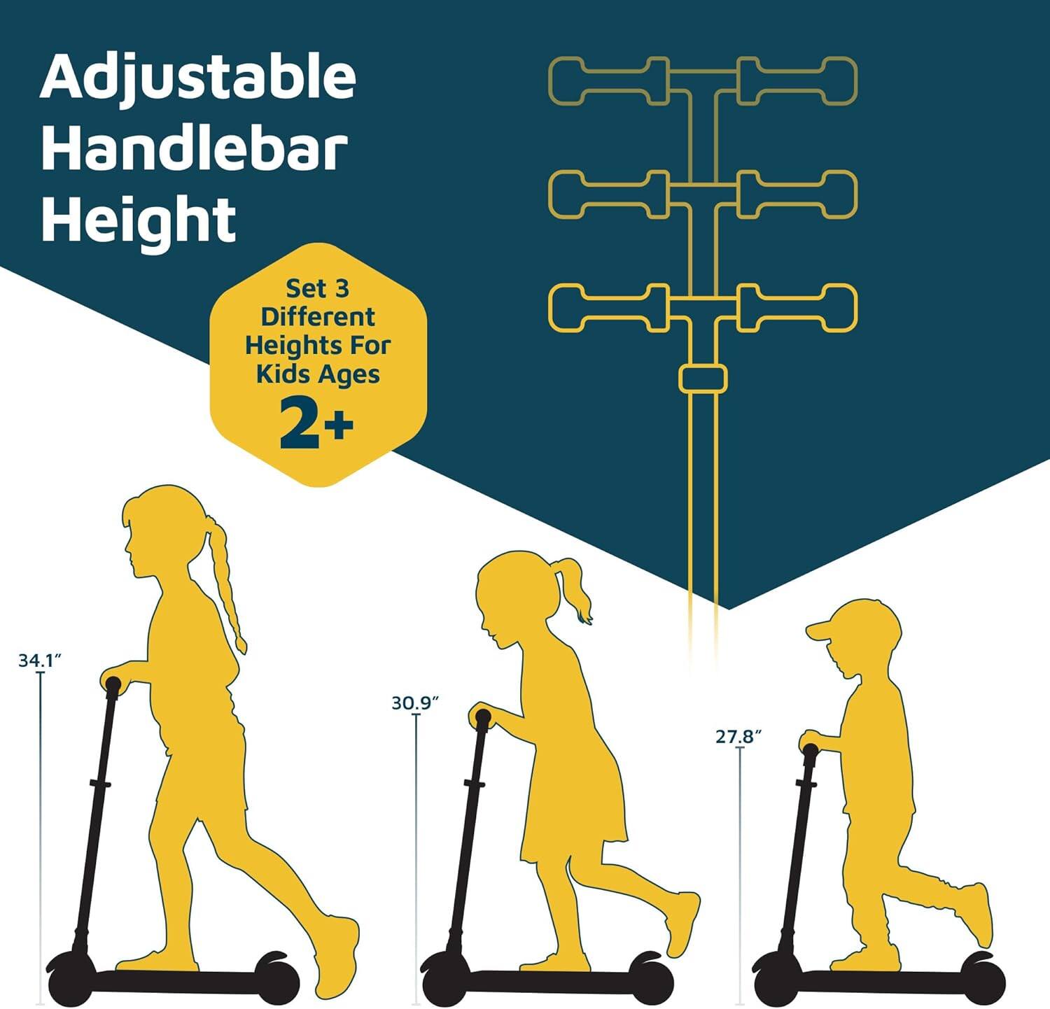 Adjustable Handlebar Height

Set 3 Different Heights For Kids Ages 2+

34.1"

30.9"

27.8"