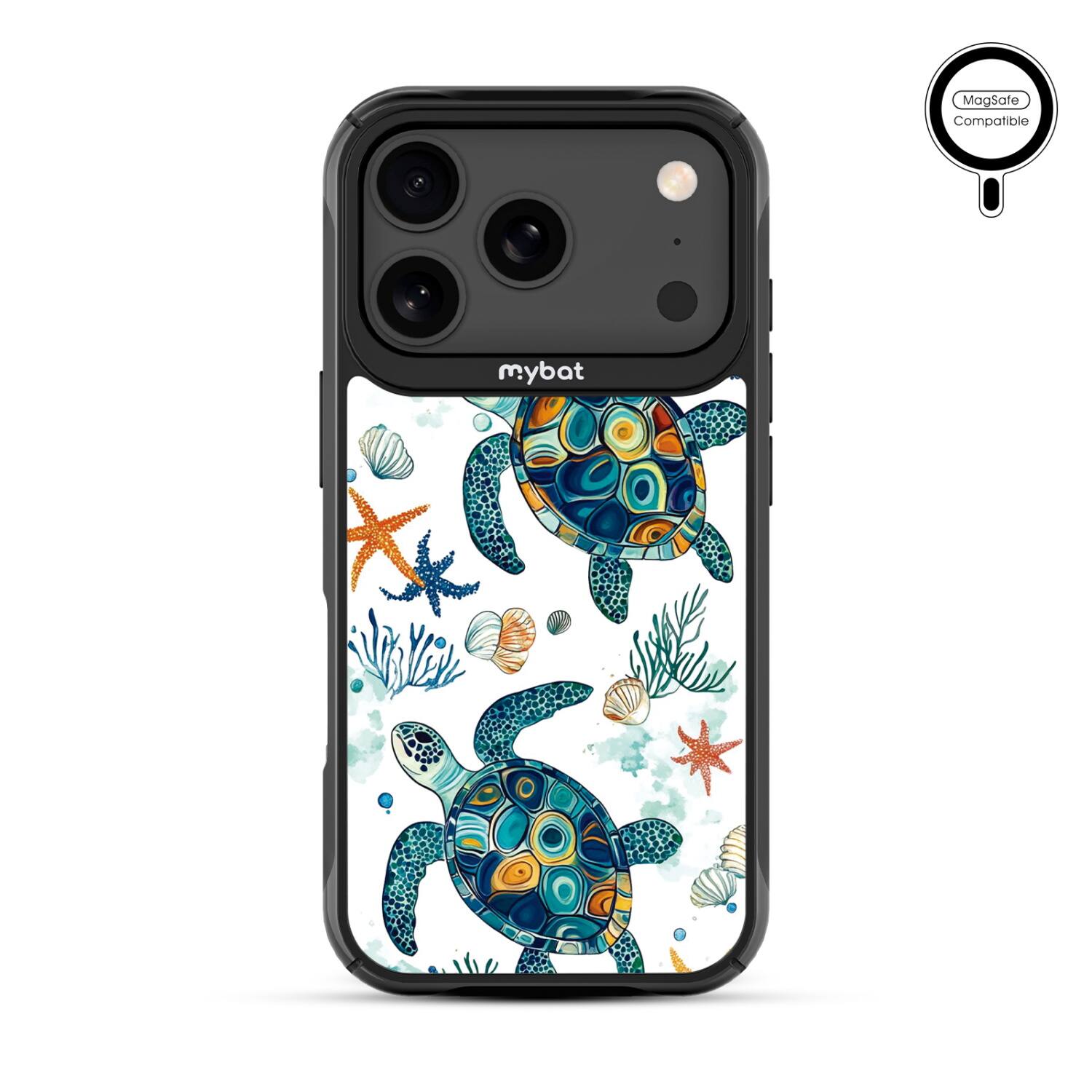 Mybat - Design Lab Series MagSafe Case for Apple iPhone 17 Pro – Sea Turtles - Multi-Color