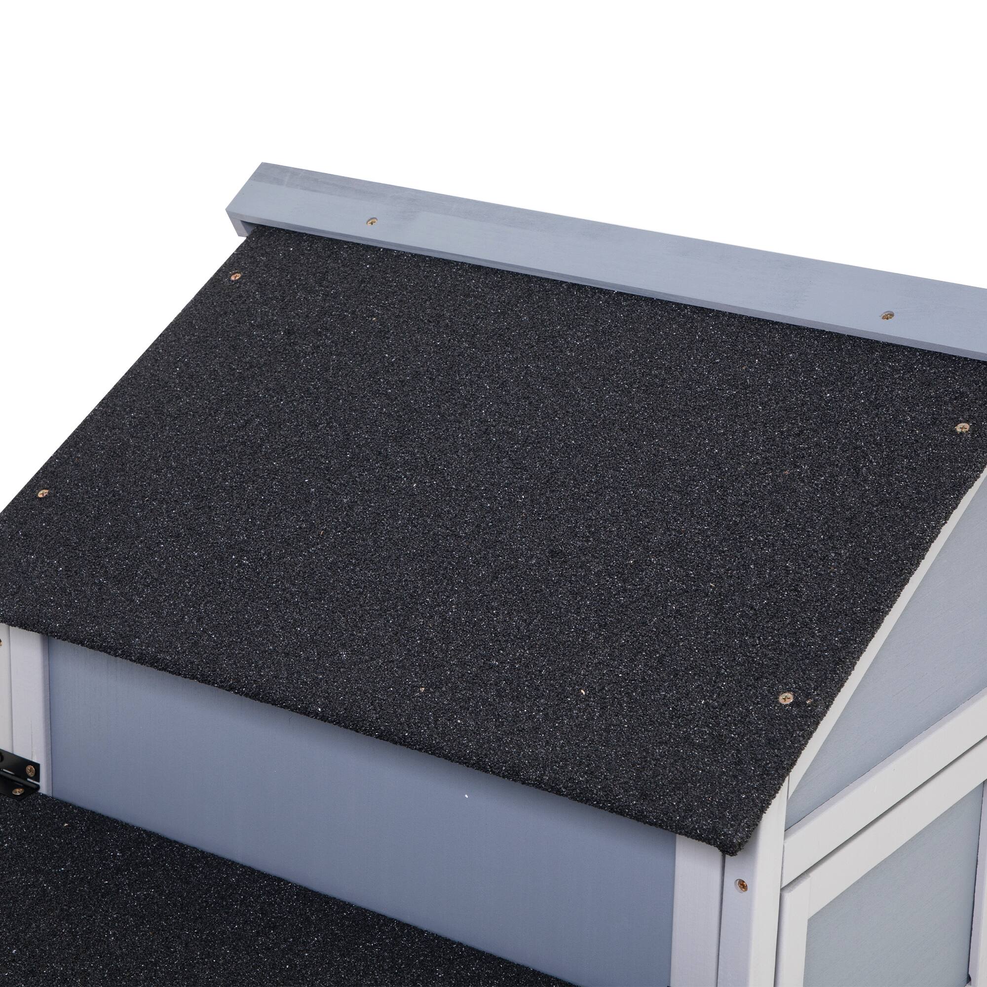 Back. Boyel Living - Gray 80 Wooden Chicken Coop 2Tier Backyard Hen House with Nesting Box Run Planter PVC Roof with Pine Wood and Galvani - Gray.
