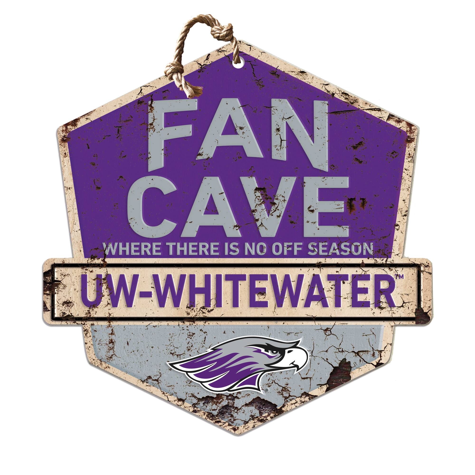 Wisconsin-Whitewater Warhawks 20'' x 20'' Fan Cave Badge Sign