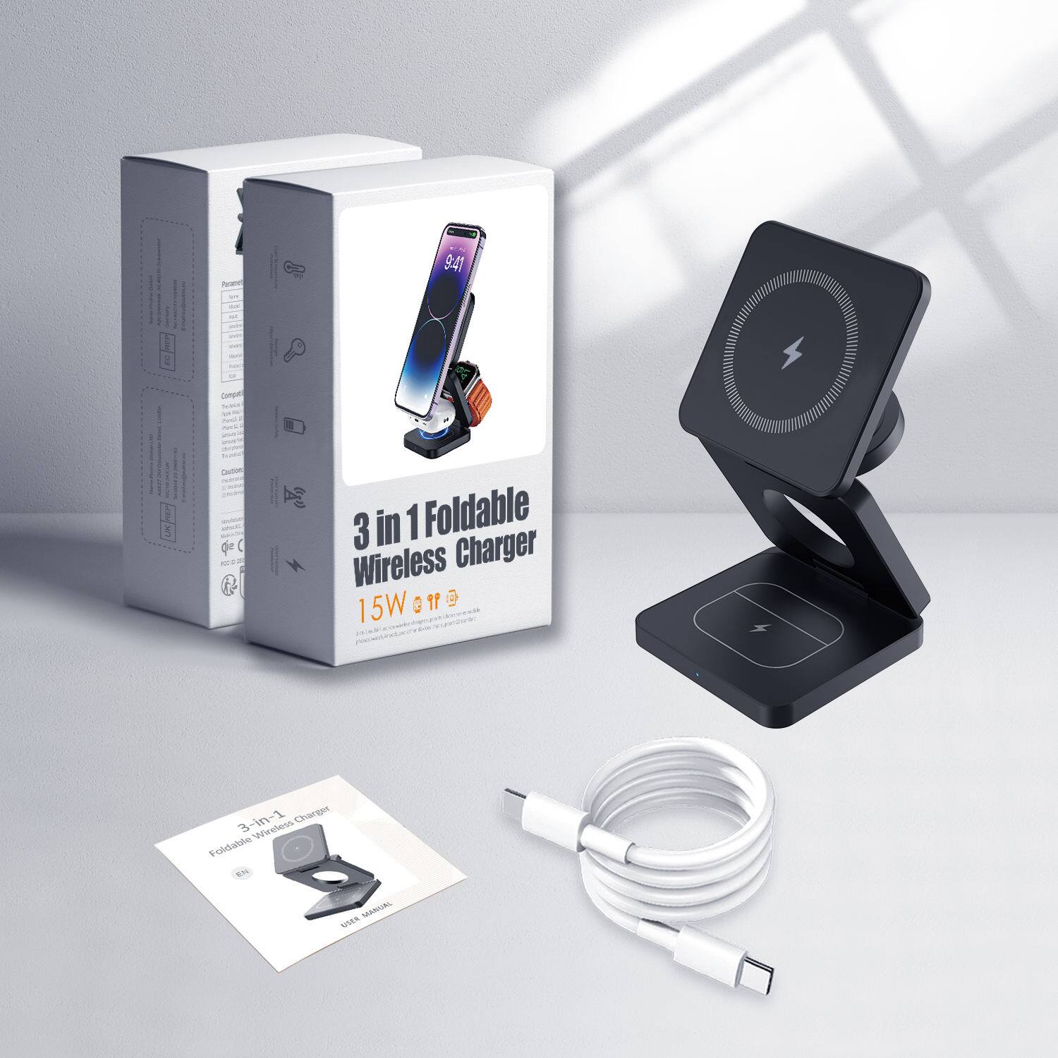 3 in 1 Foldable Wireless Charger 15W

3-in-1 Foldable Wireless Charger

15W

3-in-1 Foldable Wireless Charger

15W