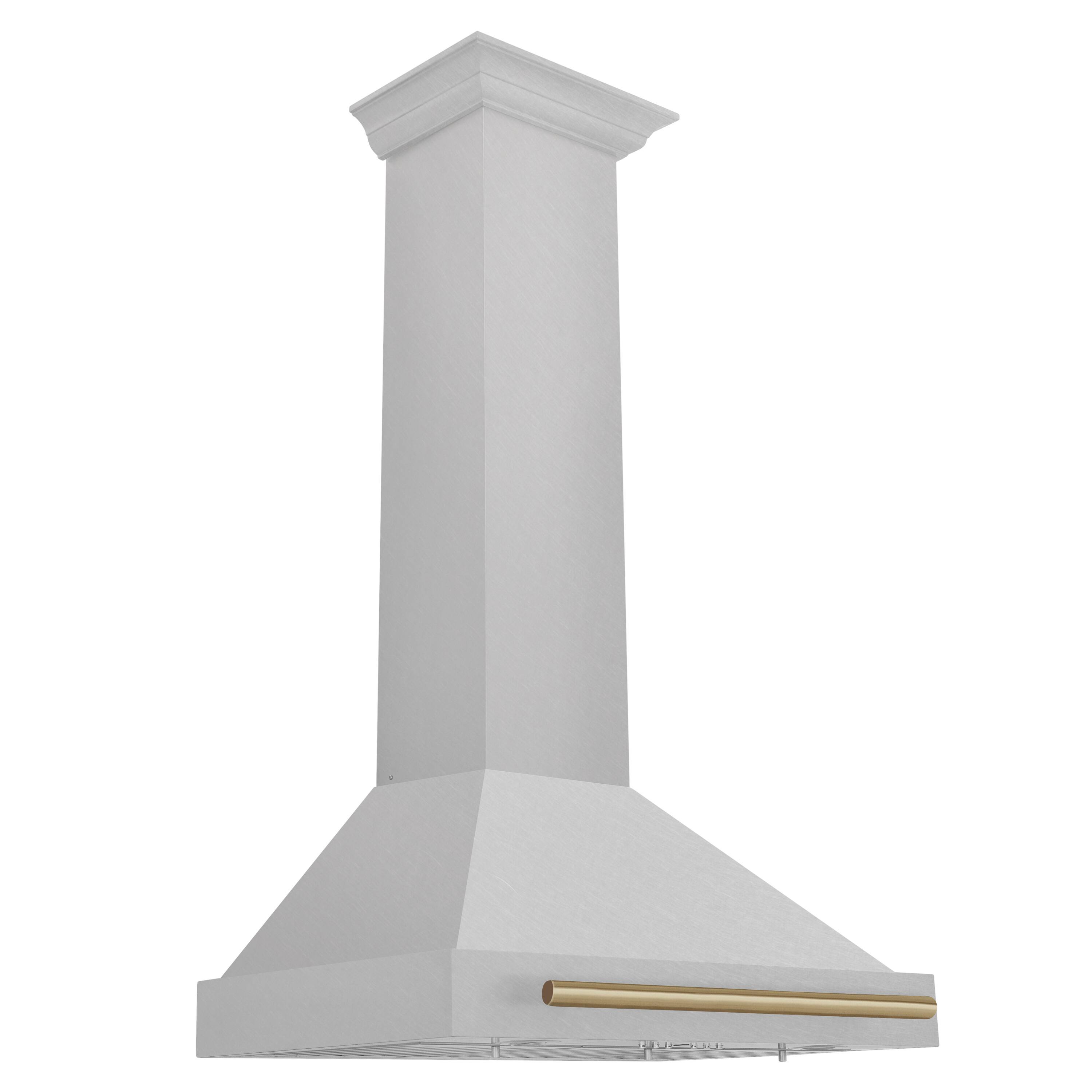 Back. ZLINE - ZLINE Autograph Edition 30 in. Convertible Satin Stainless Steel Wall Mount Range Hood with Champagne Bronze Handle - Stainless steel.