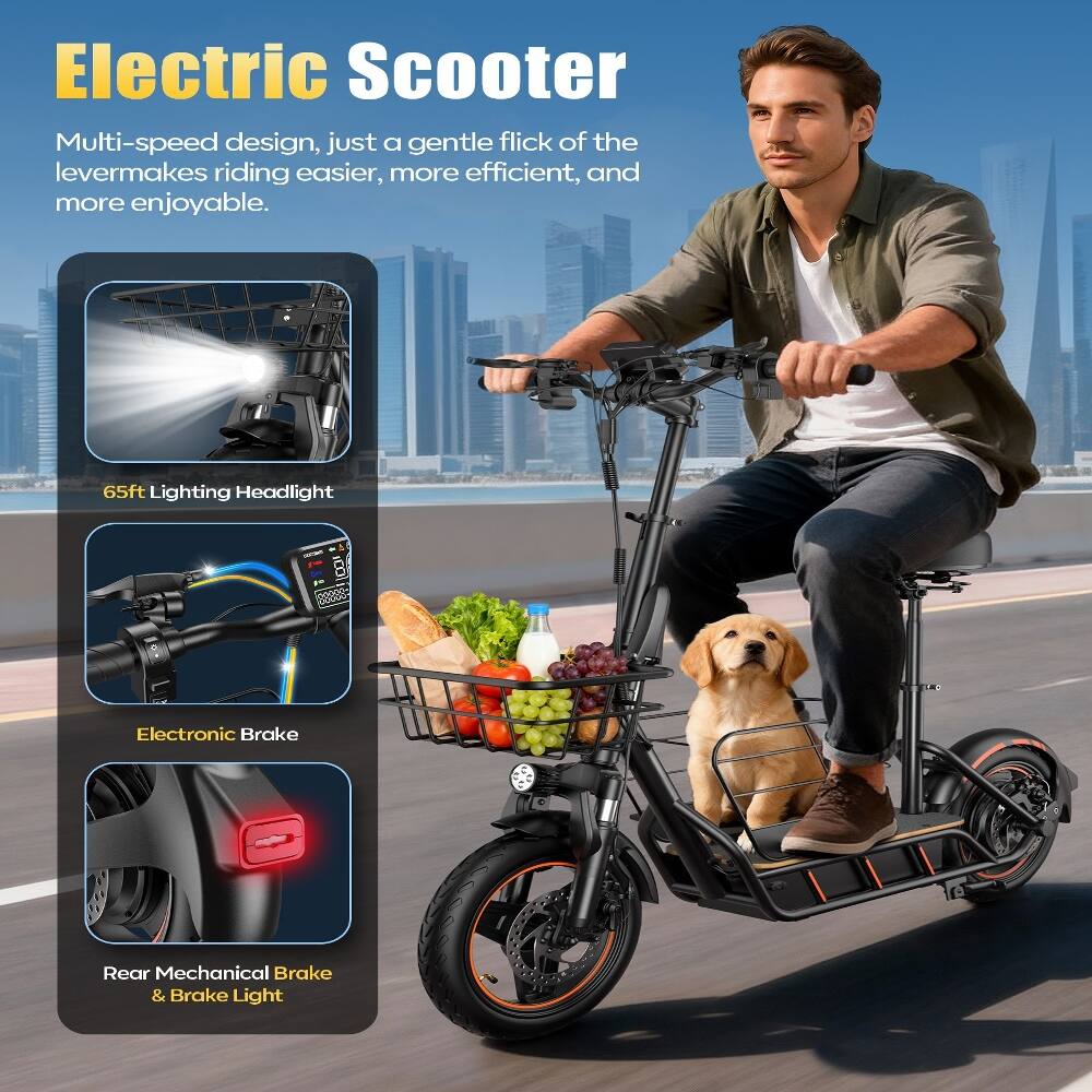 Electric Scooter

Multi-speed design, just a gentle flick of the lever makes riding easier, more efficient, and more enjoyable.

65ft Lighting Headlight

Electronic Brake

Rear Mechanical Brake & Brake Light