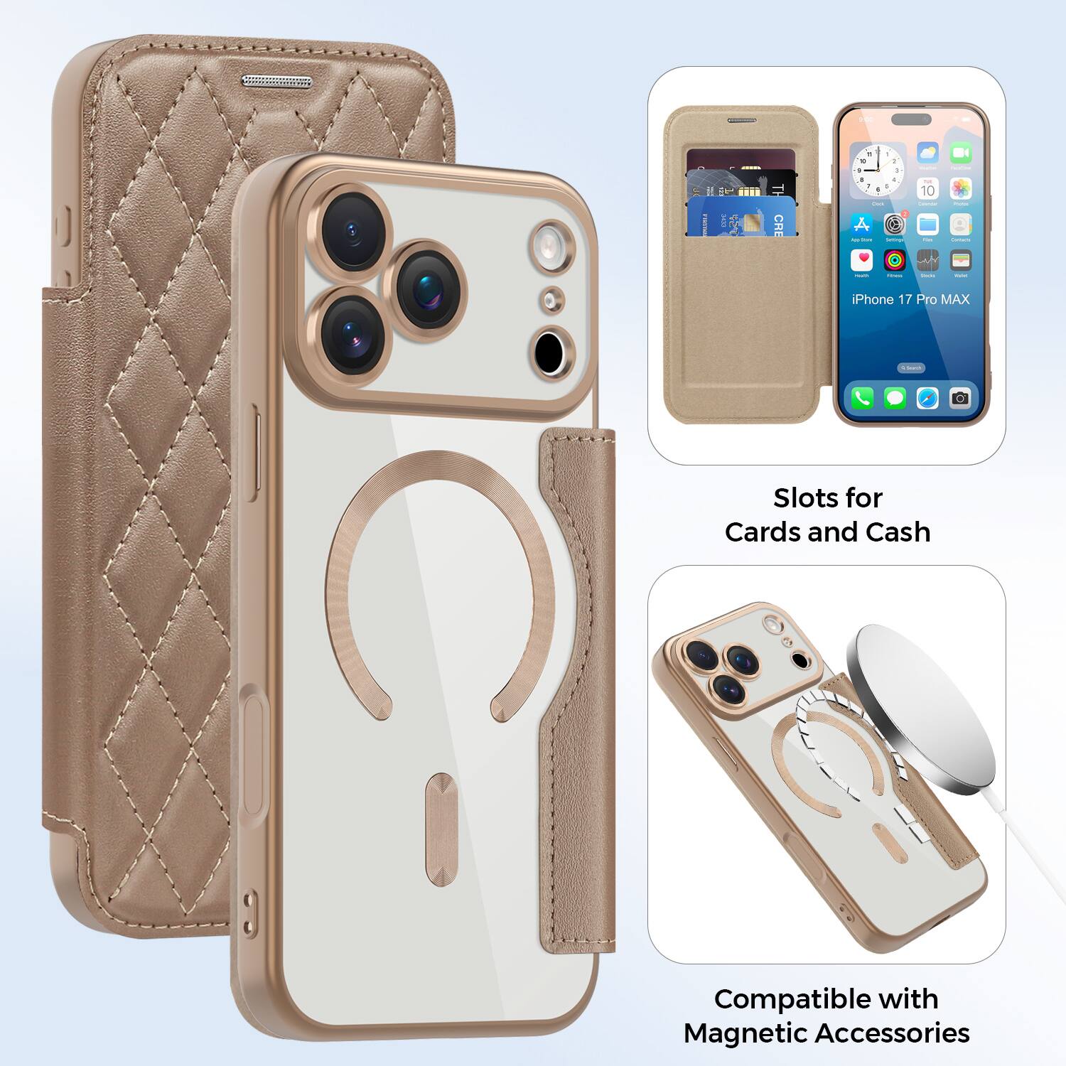iPhone 17 Pro MAX  
Slots for Cards and Cash  
Compatible with Magnetic Accessories
