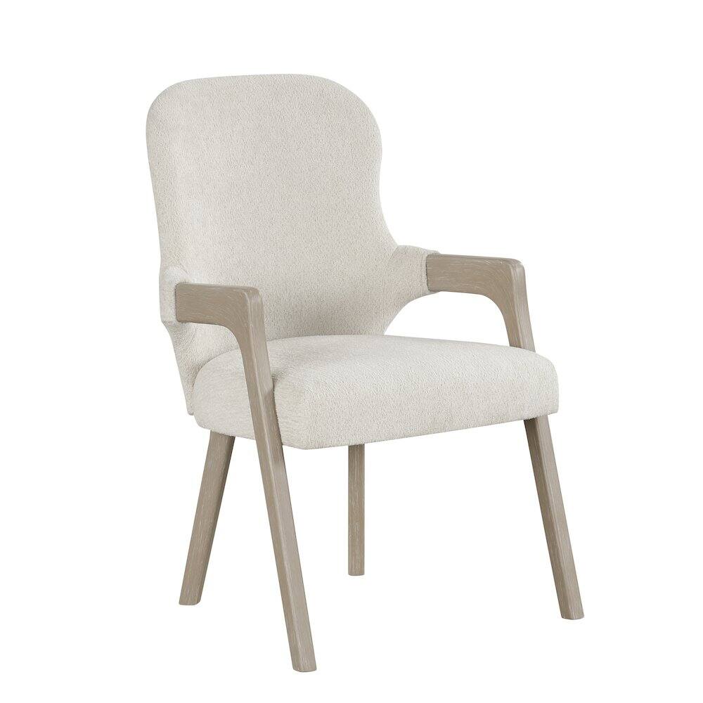 Left. New Classic Furniture - Gwendolyn Wood Dining Arm Chair in Taupe (Set of 2) - Taupe.