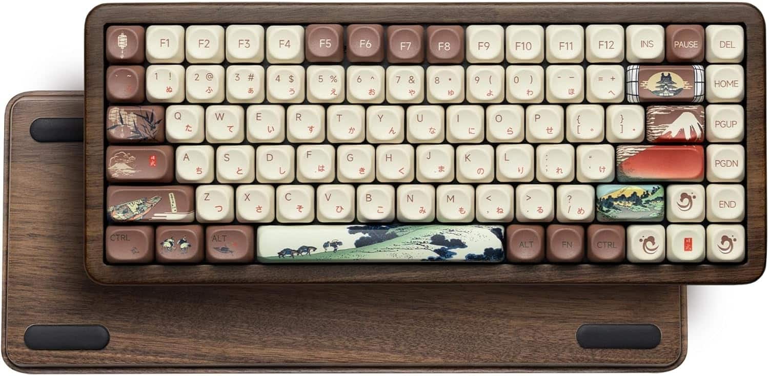 Womier - WD75 V2 Wood 75% Mechanical Keyboard Wireless Gaming Keyboard with QMK/VIA - Brown